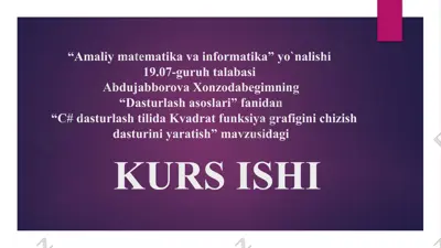 s# kvadrat funksiyasini grafikada chizish dasturi — PPTX