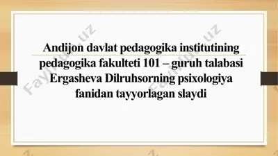 psixologiya fanidan tayyorlagan slayd — PPTX