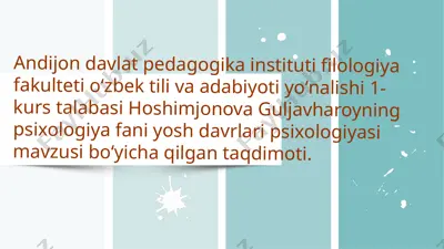 yosh davrlar psixologiyasi — PPTX