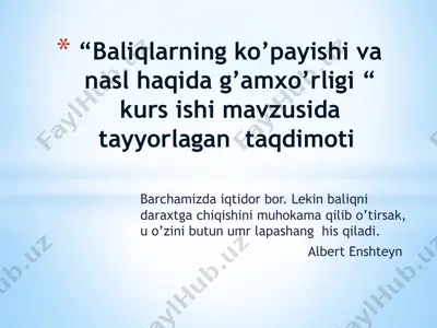 baliqlar haqida ma'lumotlar — PPTX