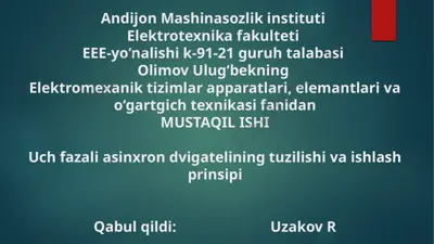 elektromexanik tizimlar apparatlari, elemantlar va o‘gartgich texnika — PPTX