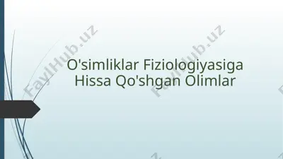 o'simliklar fiziologiyasi — PPTX