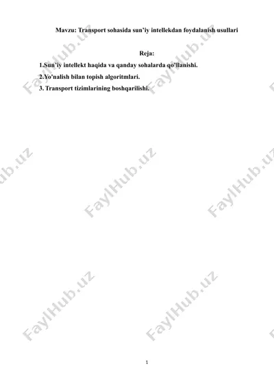 sun’iy intellekt va transport tizimlari — DOCX