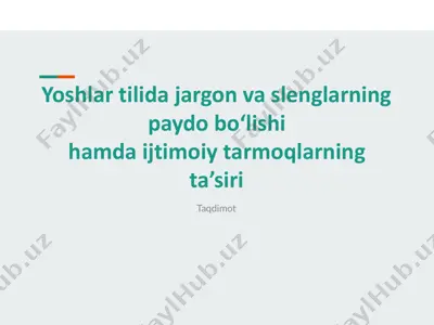 yoshlar tilida jargon va slenglarning paydo bo‘lishi hamda ijtimoiy tarmoqlarning ta’siri — PDF