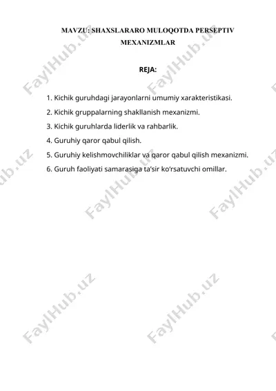 shaxslararo muloqotda perseptiv mexanizmlar — DOCX