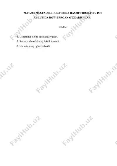 rasmiy-idoraviy ish uslubi va uning o'ziga xos xususiyatlari — DOCX
