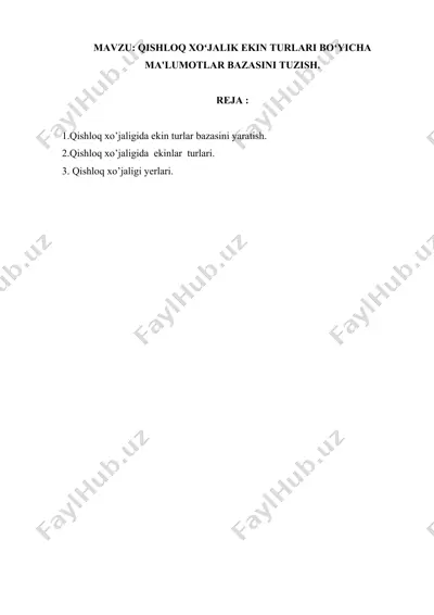 qishloq xo'jalik ekin turlari bazasi — DOCX