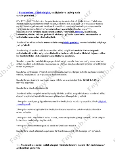 o‘zbekiston respublikasining standartlashtirish davlat tizimi — DOC