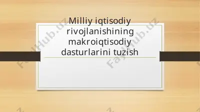 milliy iqtisodiy rivojlanishining makroiqtisodiy dasturlarini tuzish — PPTX