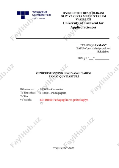 o‘zbekistonning yangi tarixi — DOC