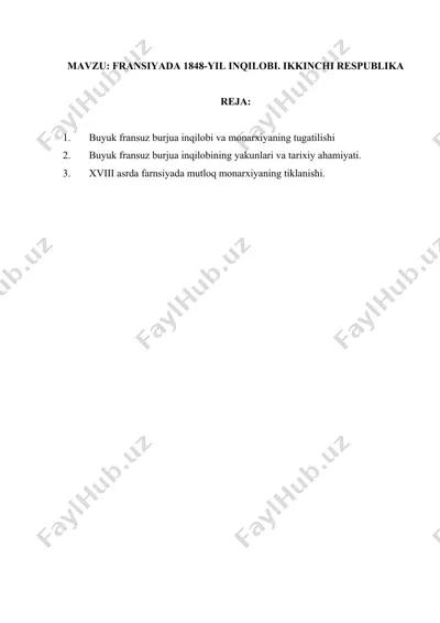 fransiyada 1848-yil inqilobi. ikkinchi respublika — DOCX