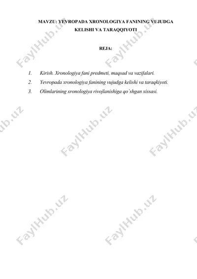 xronologiya fanining tarixiy rivojlanishi — DOCX