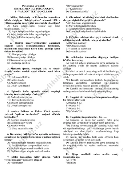 eksperimental psixologiya — DOC