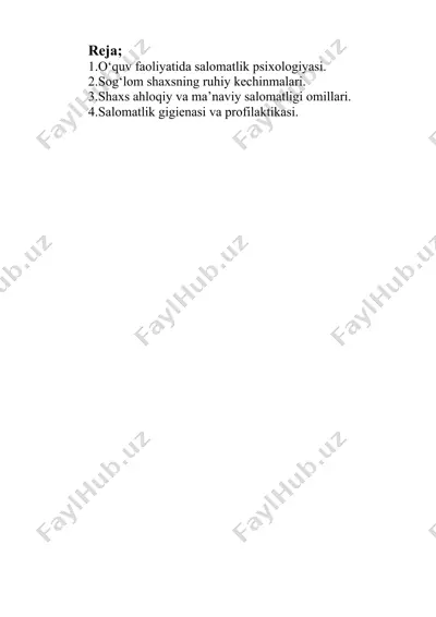 o‘quv faoliyatida salomatlik psixologiyasi — DOC