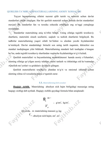 qurilish-ta’mirlash materiallarining asosiy xossalari — DOC