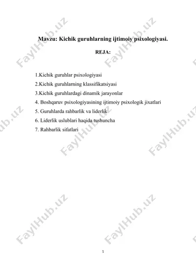 kichik guruhlar psixologiyasi — DOC