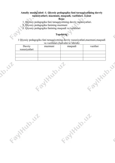 qiyosiy pedagogika fani taraqqiyoti — DOC