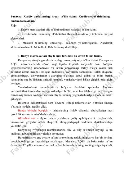 xorijiy davlatlardagi kredit ta’lim tizimi — DOC