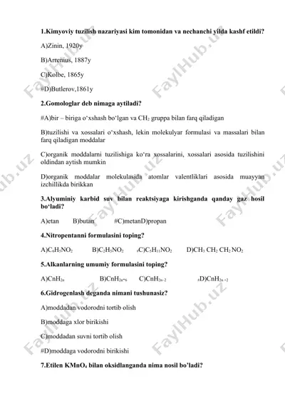 kimyoviy tuzilish nazariyasi — DOC