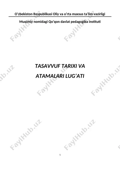 tasavvuf tarixi va atamalari lug’ati — DOC