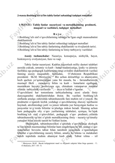 boshlang’ich ta’lim tabiiy fanlari sohasidagi tadqiqot metodlari — DOC