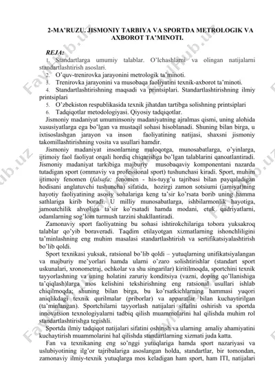 jismoniy tarbiya va sportda metrologik va axborot ta'minoti — DOC