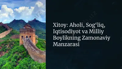xitoy: aholi, sog‘liq, iqtisodiyot va milliy boylikning zamonaviy manzarasi — PPTX