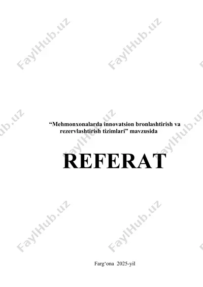 innovatsion bronlashtirish va rezervlashtirish tizimlari — DOCX