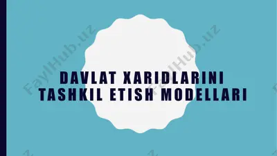 davlatxaridlarini tashkilotish modellari — PPTX