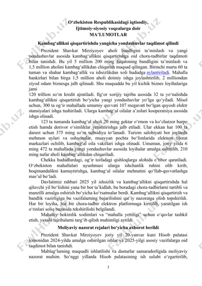 iqtisodiy va ijtimoiy yondashuvlar — DOC