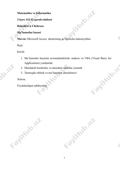 microsoft access — DOCX