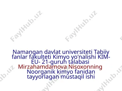 kimyoyo'nalishi mirzahamdamovanisoxonning "yoqilg'ielementlari" mavzusidagi o'quv qo'llanma — PPTX