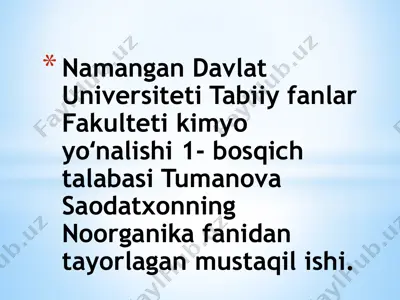 kimyoyoʻnalishi bosqichi — PPTX