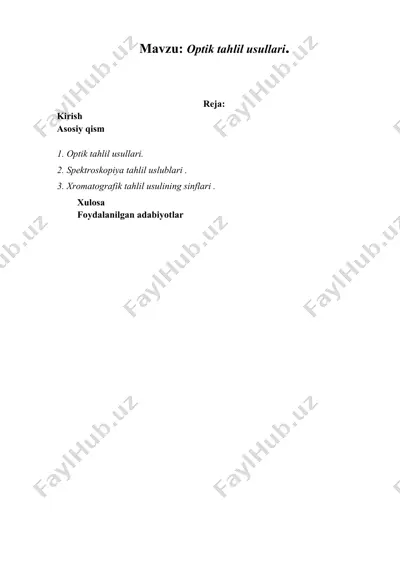 optik tahlil usullari — DOCX