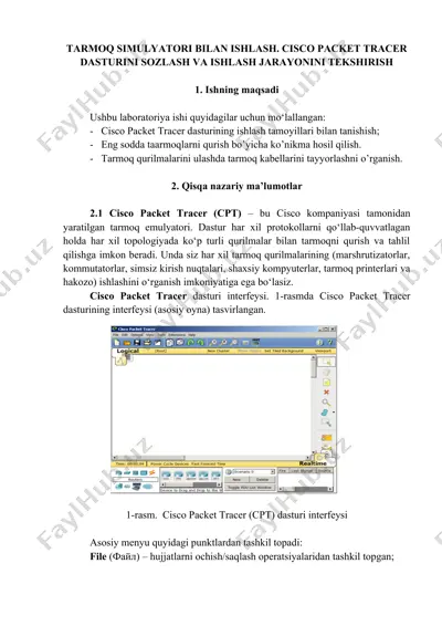 cisco packet tracer dasturi — DOCX