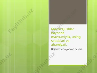 qushlar hayotida mavsumiylik, uning sabablari va ahamiyati — PPTX