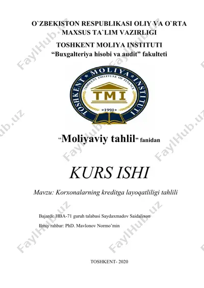 korxonalarning kreditga layoqatliligi tahlili — DOCX