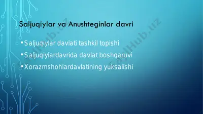 saljuqiylar va anushteginlar davri — PDF