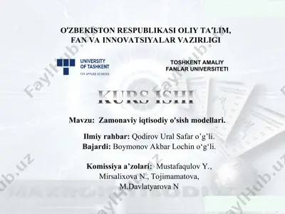 zamonaviy iqtisodiy o'sish modellari — PPT