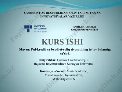 pul-kredit va byudjet soliqsiyotini to'lov balansi — PPTX
