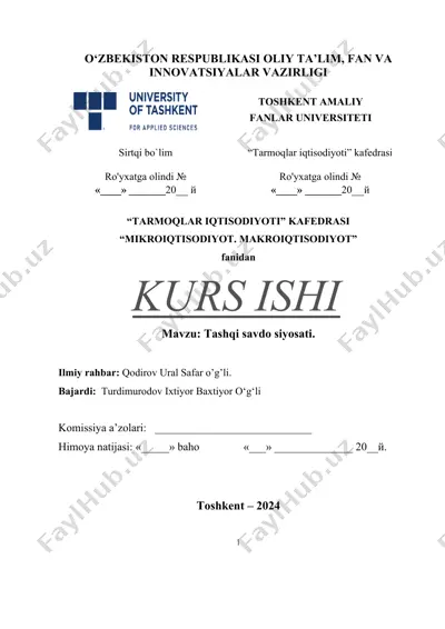 "mikro-iqtisodiyot va makro-iqtisodiyot kurs ishi" — DOCX