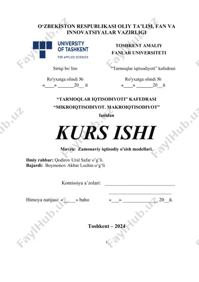 zamonaviy iqtisodiy o'sish modellari — DOCX