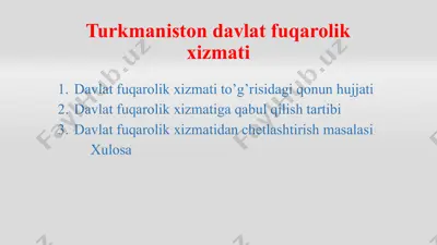 turkmaniston davlat fuqarolik xizmati — PPTX