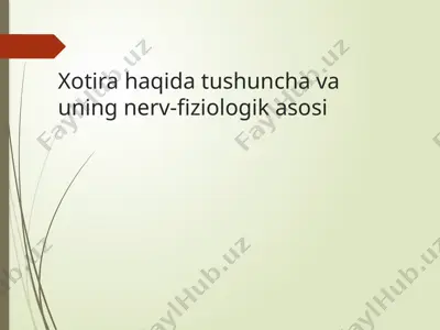 xotira haqida tushunchalar va nerv-fiziologik asoslar — PPTX