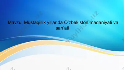 o‘zbekiston madaniyat va san'at tarixi — PPTX