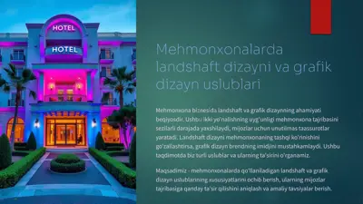 mehmonxonalarda landshaft dizayni va grafik dizayn uslublari — PPTX