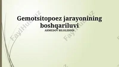 gemotsitopoez jarayonining boshqariluvi — PPTX