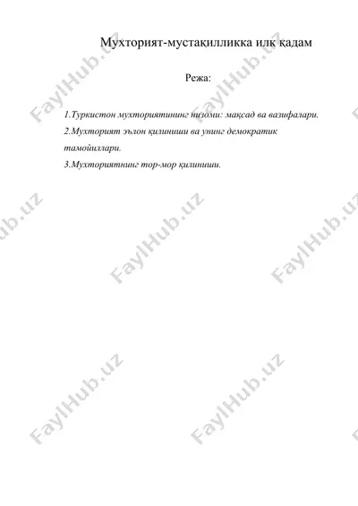 мухторият-мустақилликка илк қадам — DOCX