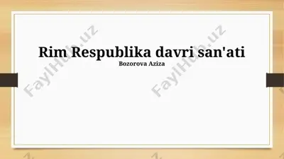 rim respublika davri san'ati — PPTX