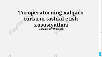 xalqaro tur operator xizmatlari — PPTX